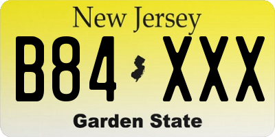 NJ license plate B84XXX