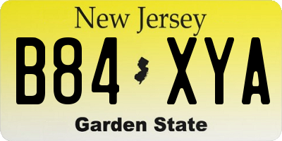 NJ license plate B84XYA