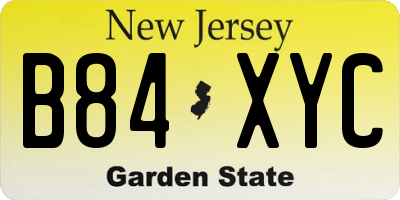 NJ license plate B84XYC
