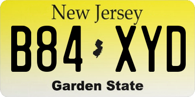 NJ license plate B84XYD