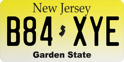 NJ license plate B84XYE
