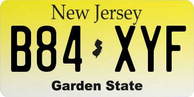 NJ license plate B84XYF