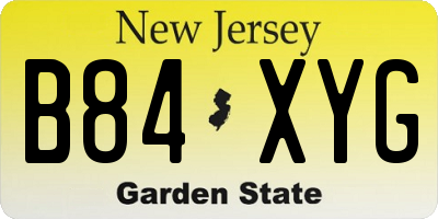 NJ license plate B84XYG