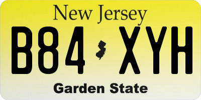 NJ license plate B84XYH