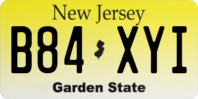 NJ license plate B84XYI