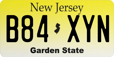NJ license plate B84XYN