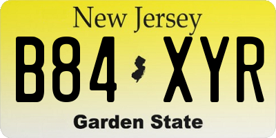 NJ license plate B84XYR