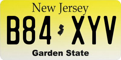 NJ license plate B84XYV