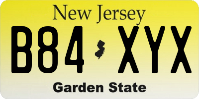 NJ license plate B84XYX