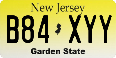NJ license plate B84XYY