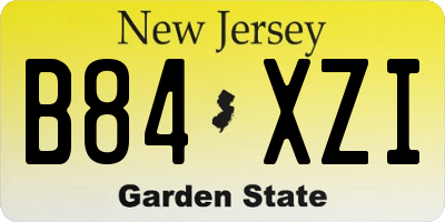 NJ license plate B84XZI
