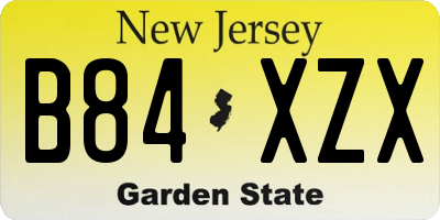 NJ license plate B84XZX