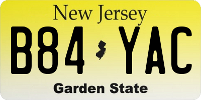 NJ license plate B84YAC