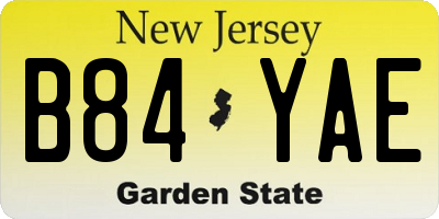 NJ license plate B84YAE