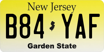 NJ license plate B84YAF