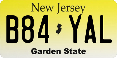 NJ license plate B84YAL
