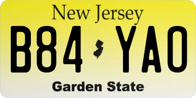 NJ license plate B84YAO