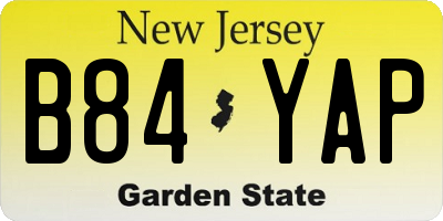 NJ license plate B84YAP