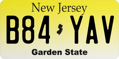 NJ license plate B84YAV