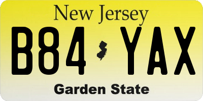 NJ license plate B84YAX