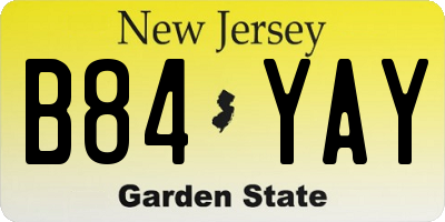 NJ license plate B84YAY
