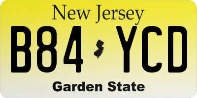 NJ license plate B84YCD