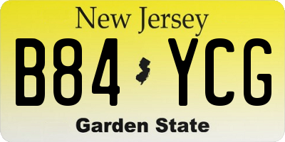 NJ license plate B84YCG