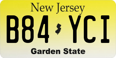 NJ license plate B84YCI