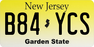 NJ license plate B84YCS