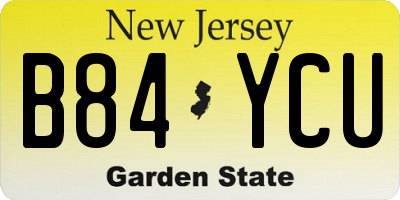 NJ license plate B84YCU