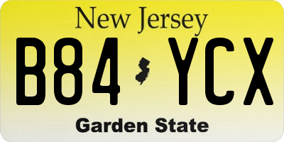 NJ license plate B84YCX