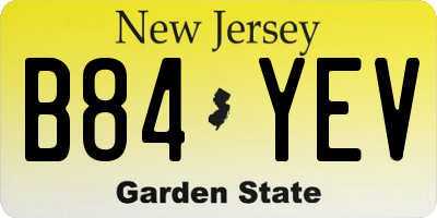 NJ license plate B84YEV