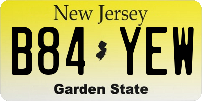 NJ license plate B84YEW