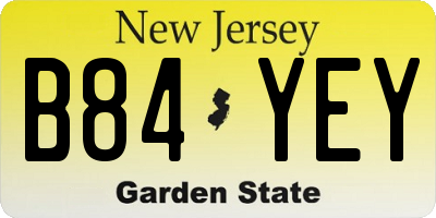 NJ license plate B84YEY