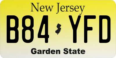 NJ license plate B84YFD