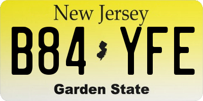 NJ license plate B84YFE