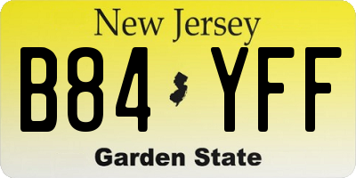 NJ license plate B84YFF