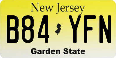 NJ license plate B84YFN