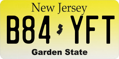 NJ license plate B84YFT