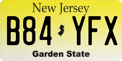 NJ license plate B84YFX