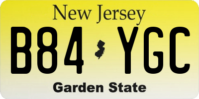 NJ license plate B84YGC