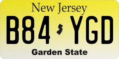 NJ license plate B84YGD
