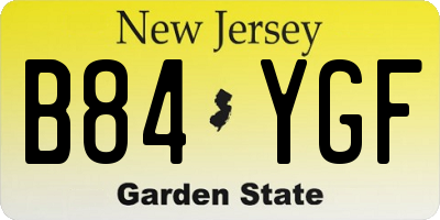 NJ license plate B84YGF