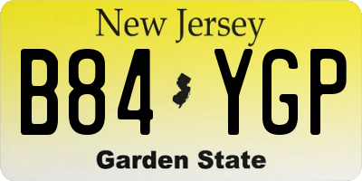 NJ license plate B84YGP