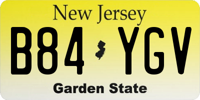NJ license plate B84YGV