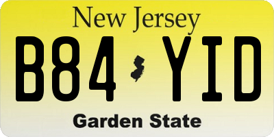 NJ license plate B84YID
