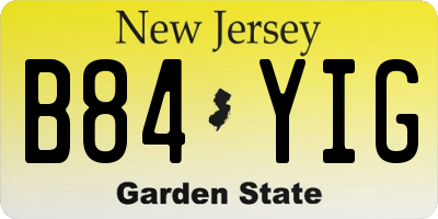 NJ license plate B84YIG