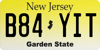 NJ license plate B84YIT