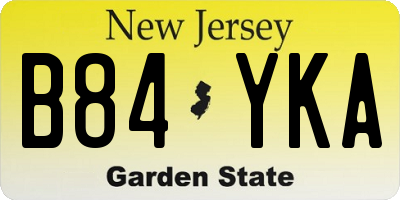 NJ license plate B84YKA