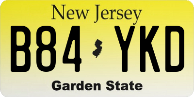 NJ license plate B84YKD